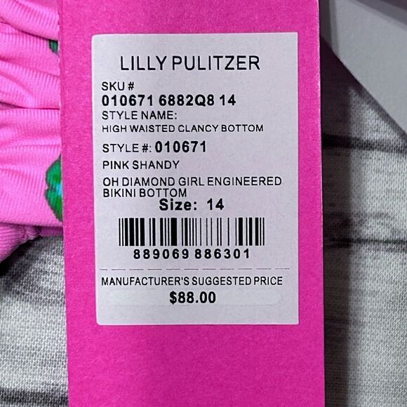 Lilly Pulitzer High Waisted Clancy Bikini Bottoms Oh Diamond Girl Engineered - Picture 10 of 11
